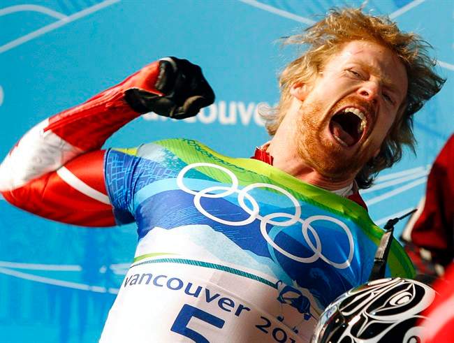 Manitoba's Jon Montgomery, seen here celebrating his 2010 Olympic gold medal, was among this year's inductees to the Manitoba Sports Hall of Fame.