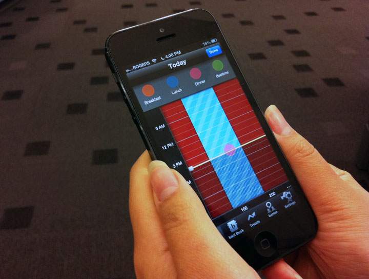 Apps like Bant (shown above), a free app under development by the University Health Network in Toronto, allow Type 1 diabetes patients monitor their blood sugar levels to help manage their condition. 