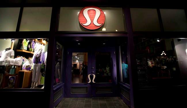 The front of a Lululemon Athletica store is seen in downtown Victoria, B.C., on June 9, 2013. 