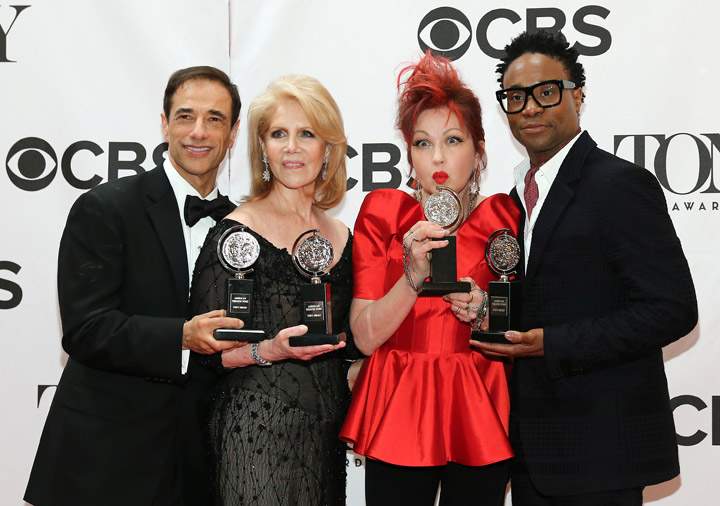 Kinky Boots producers Hal Luftig and Daryl Roth with Cyndi Lauper and Billy Porter.