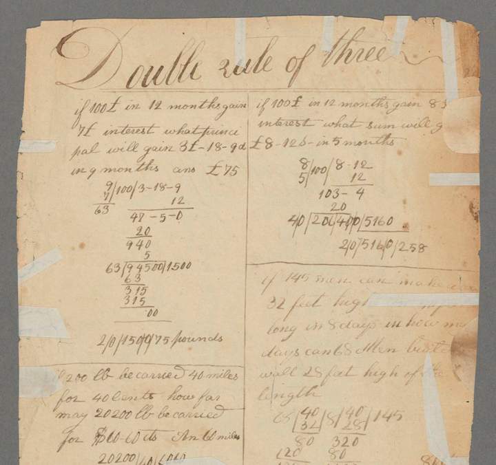 This undated photo provided by permission of the Houghton Library at Harvard University in Cambridge, Mass., shows one of two pages (call number MS Am 1326) from the library's archives that Illinois State University math professors Nerida Ellerton and Ken Clements on Friday, June 7, 2013, confirmed as two new pages to add to the math notebook believed to be the oldest surviving document written by Abraham Lincoln. 