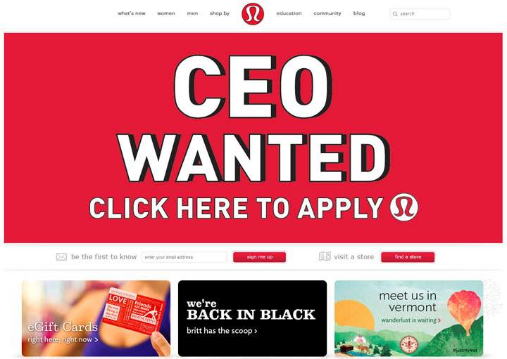 Think you might have what it takes to be Lululemon’s next CEO? You might want to practice your headstands.