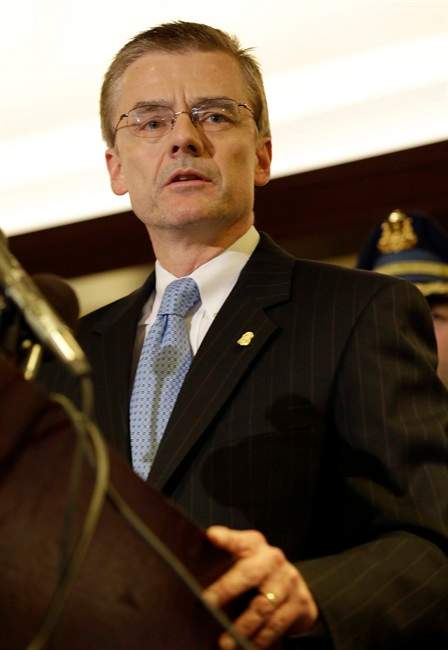 FILE - In this Thursday, April 18, 2013 file photo, Special Agent in Charge of the FBI's Boston Field Office Richard DesLauriers speaks during a news conference in Boston about the investigation of the Boston Marathon explosions. 