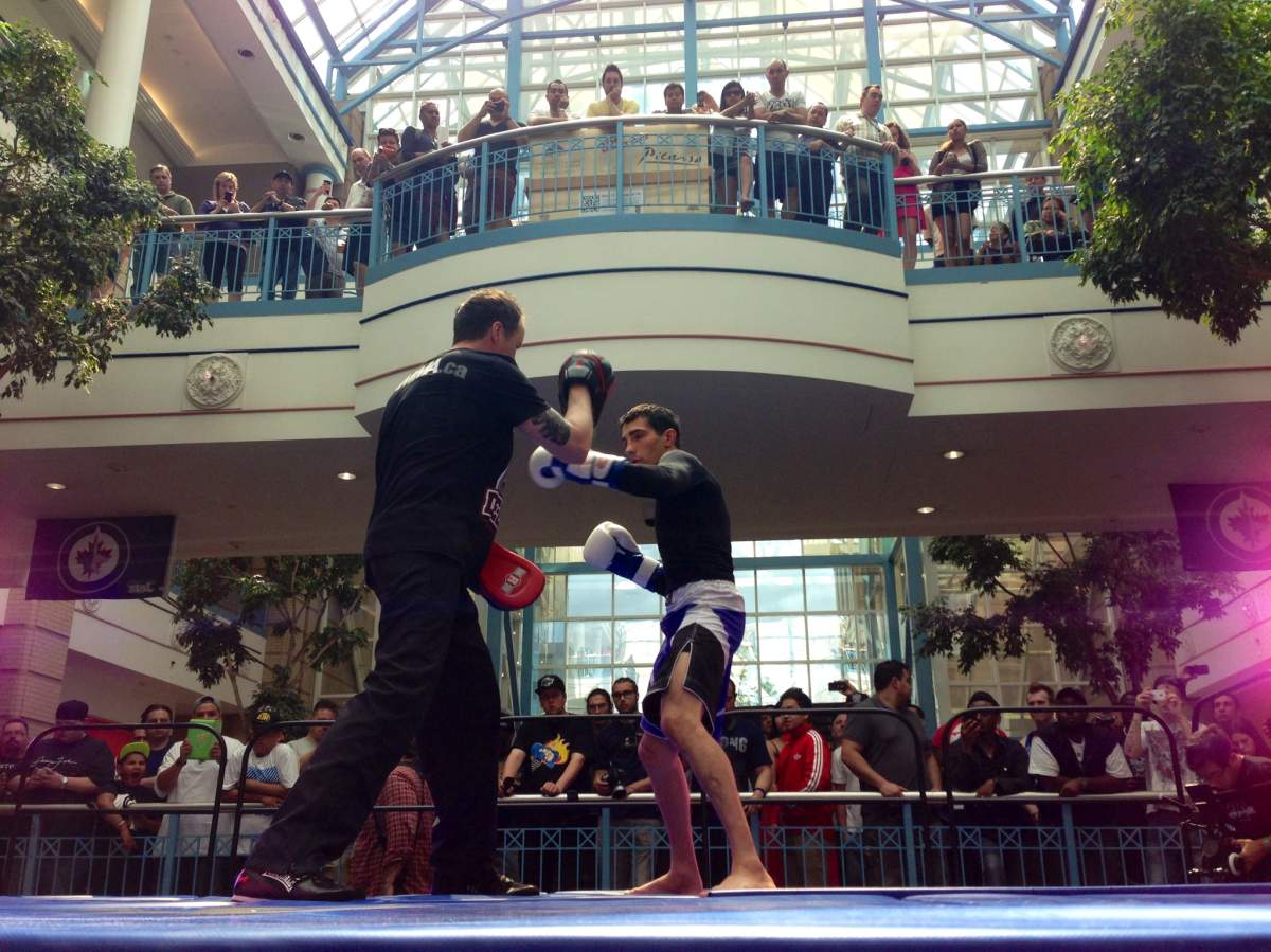 Winnipeg fighter Roland Delorme at UFC open workout at Portage Place Mall on June 12, 2013