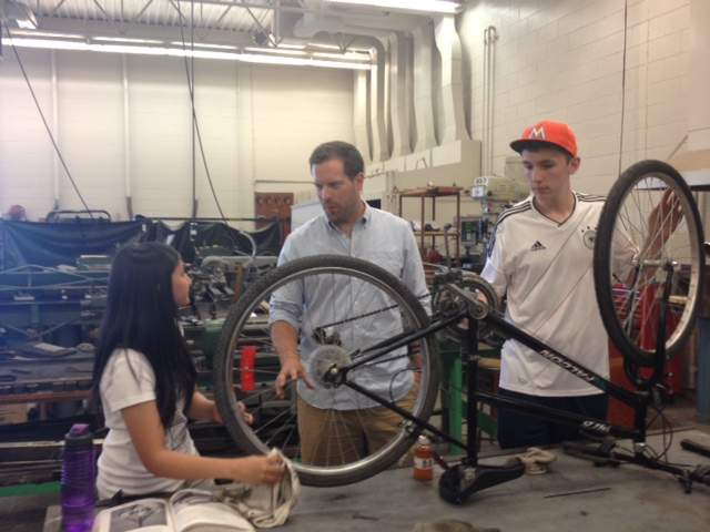 Ryan Smithson and the bike club at Maples Collegiate on June 18, 2013.