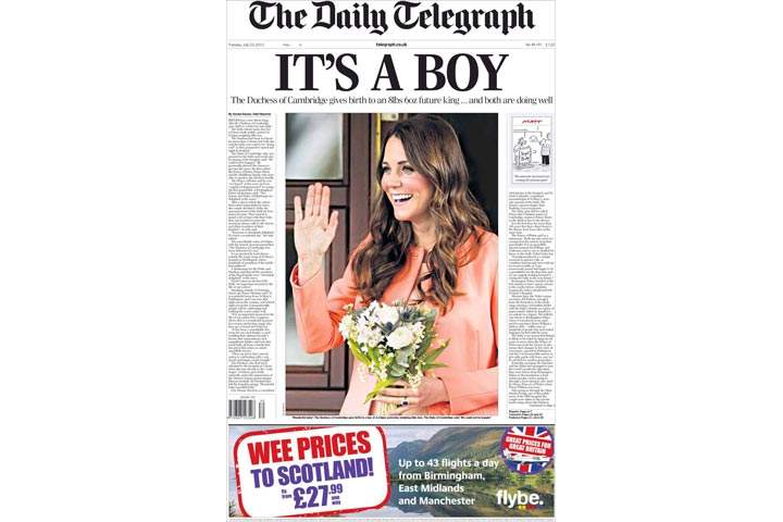 Gallery: British newspaper front pages morning after a prince is born - image