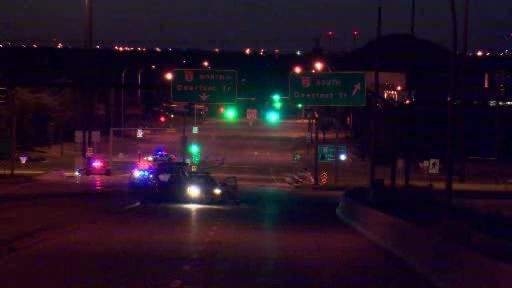 Calgary Police have a man in custody after officers say he ran from police in an alleged stolen vehicle down Deerfoot Trail early Sunday.