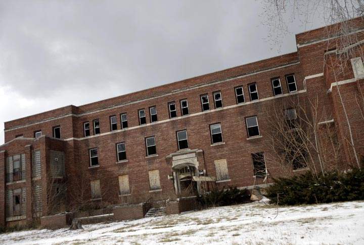 An abandoned hospital is seen February 24, 2013 in Detroit, Michigan.