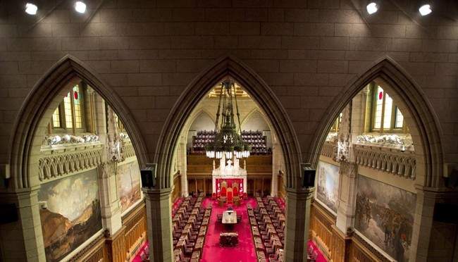 The Senate chamber on Parliament Hill is seen May 28, 2013 in Ottawa. 
