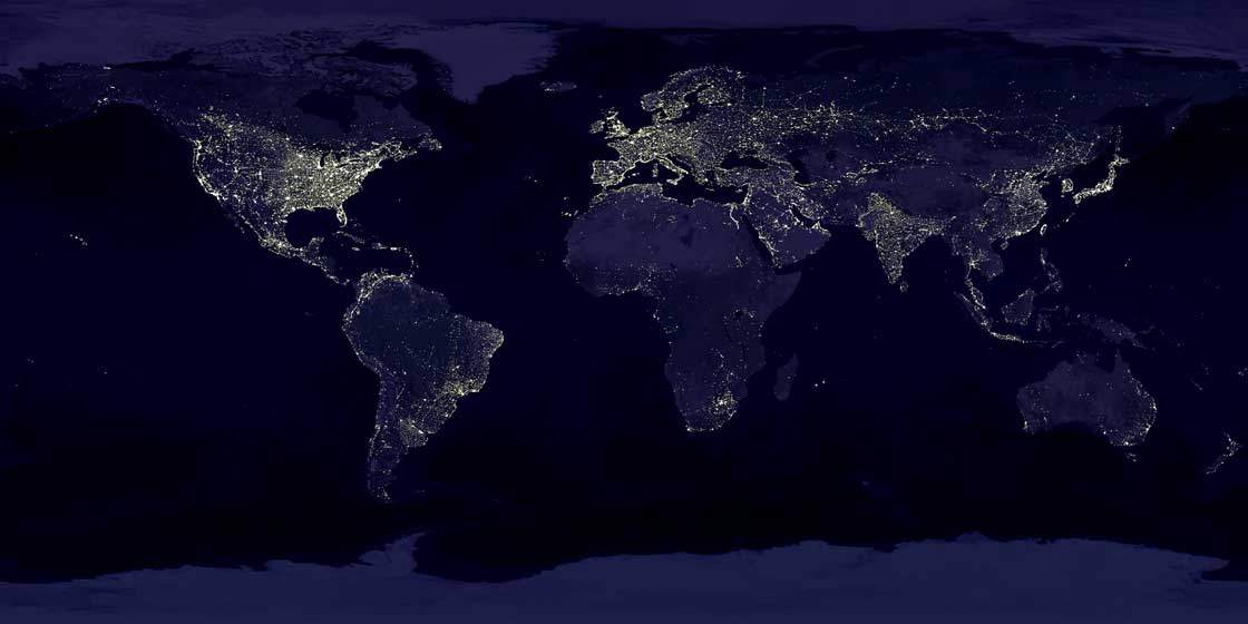 This map illustrates the light pollution across Earth.