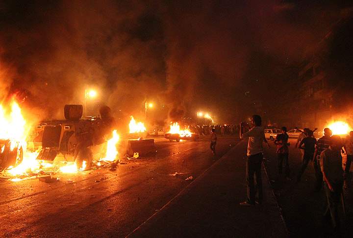 Egyptian Coptic Christians clash with soldiers and anti-riot police during a protest in Cairo against the attack on a church in southern Egypt in October 9, 2011.