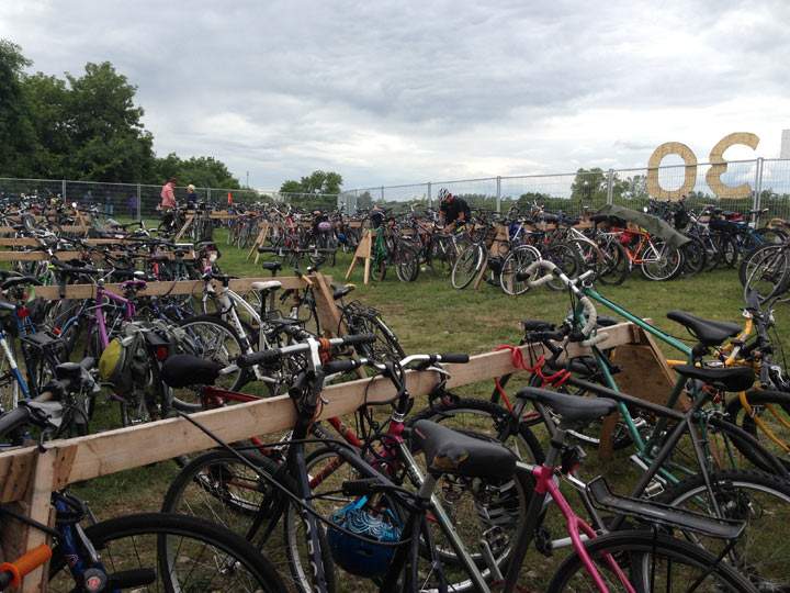 The Hillside Festival bike lockup on July 28, 2013. (Photo credit: Heather Loney, Global News)