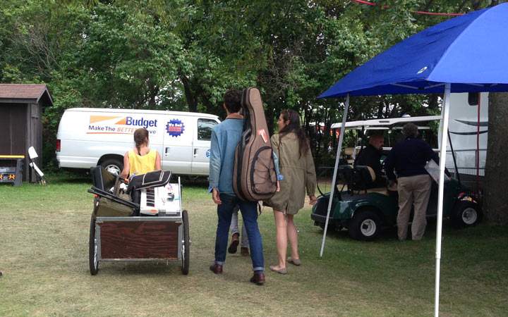 A Hillside Festival volunteer transports musical gear in a cargo tricycle, July 28, 2013. (Photo credit: Heather Loney, Global News)