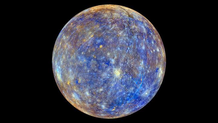An enhanced-colour view of Mercury, the first planet in our solar system.