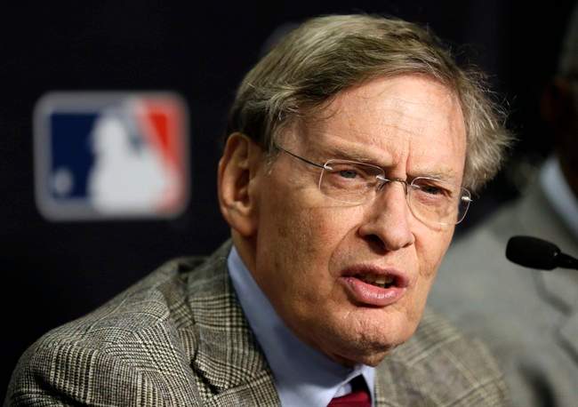 Commissioner Bud Selig talks at a news conference before Game 3 of baseball's World Series in Detroit.
