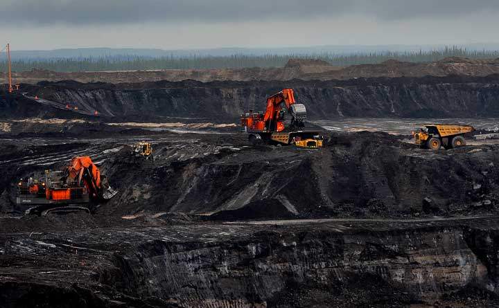 The Shell Oil Jackpine open pit mine near Fort McMurray, Alberta.