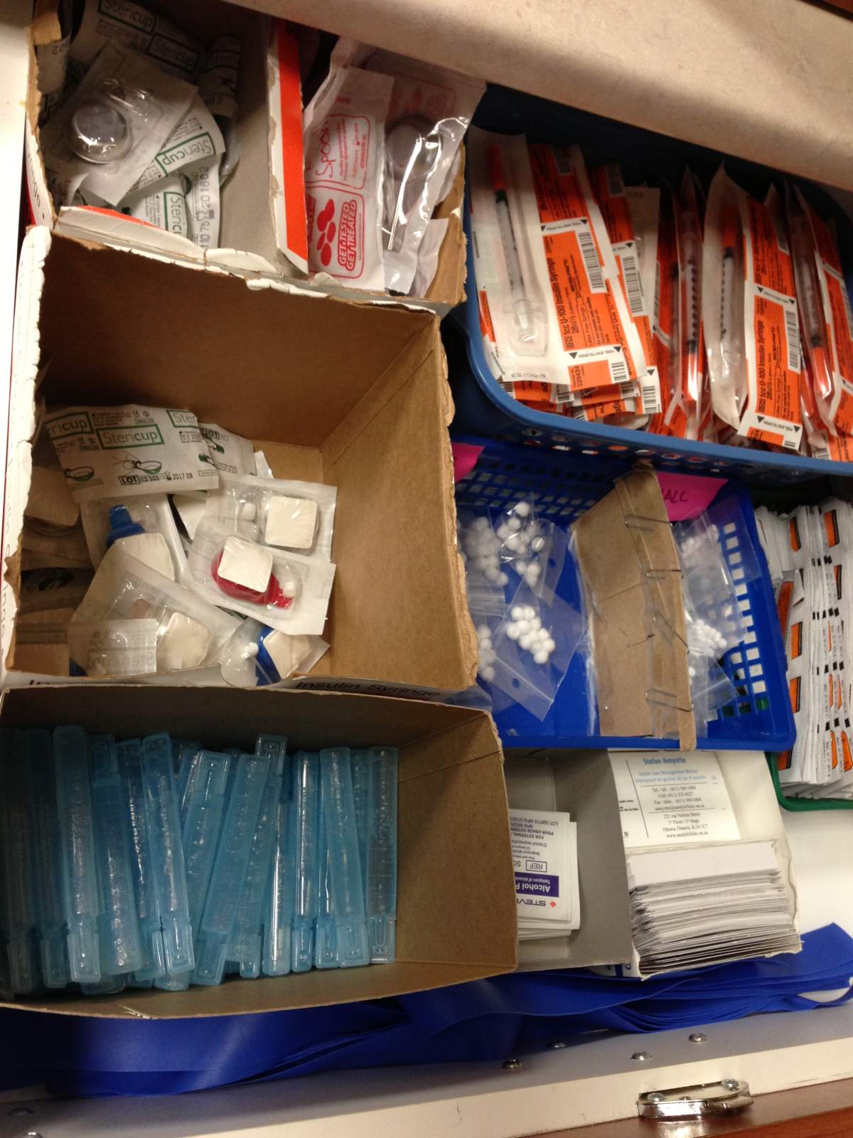 Injection paraphernalia at Sandy Hill Community Health Centre in Ottawa.