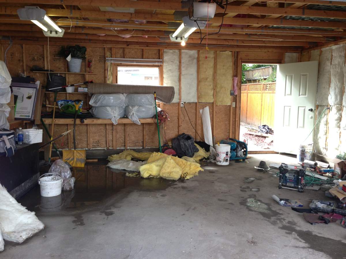 A flooded basement in the community of Sunnyside.