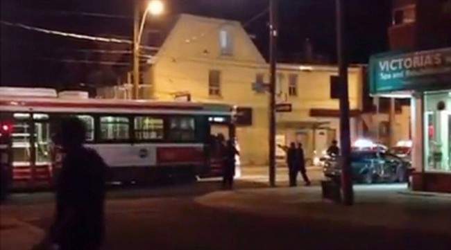 A still from a video posted to YouTube by user Martin Baron shows Toronto police in an altercation with 18-year-old Sammy Yatim on a streetcar in Toronto early Saturday morning, July 28, 2013.THE CANADIAN PRESS/HO-YouTube, Martin Baron.