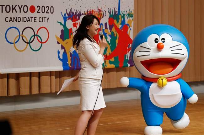 Doraemon, one of the most popular animation characters in Japan, participates in a kick-off ceremony of the Tokyo's bid to host the 2020 Olympics in Tokyo.