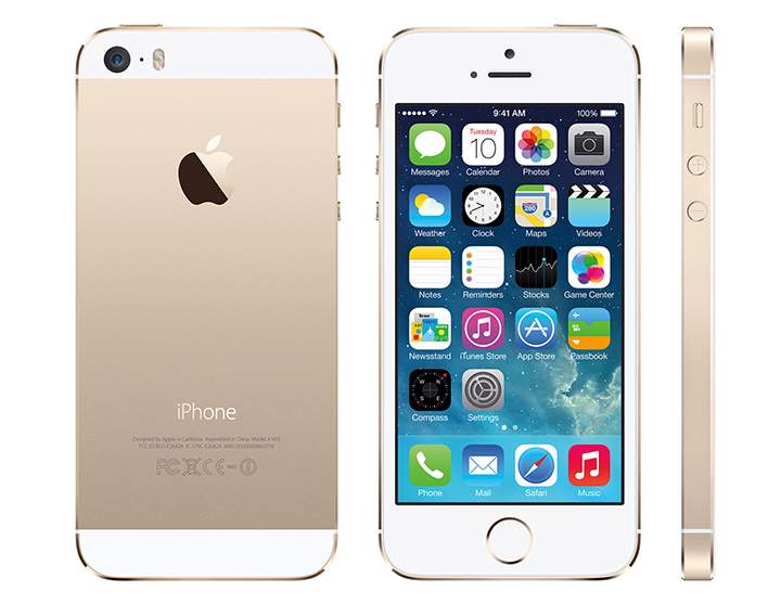 The new iPhone 5S comes in three colours including gold, shown here.