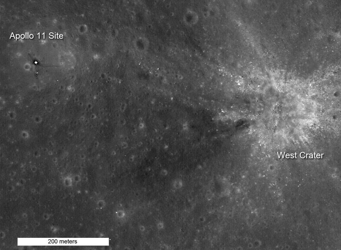 The Apollo 11 landing site seen from NASA’s Lunar Reconnaissance Orbiter. (NASA/GSFC/Arizona State University)