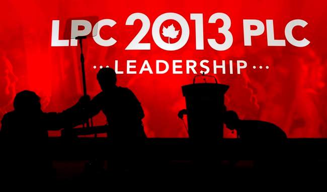Crew members prepare the stage between candidates during the 2013 Liberal Leadership National Showcase in Toronto on Saturday, April 6, 2013. The vast majority of federal political donations from suspects accused of corruption in Quebec went to the Liberal Party of Canada in the era that predated fundraising reforms, construction scandals, and an extended exile in opposition.THE CANADIAN PRESS/Justin Tang.