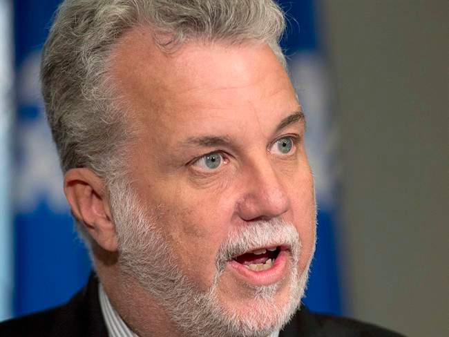 Quebec Liberal Leader Philippe Couillard announces his views over the new charter of Quebec values Thursday, September 5, 2013 at the legislature in Quebec City. 