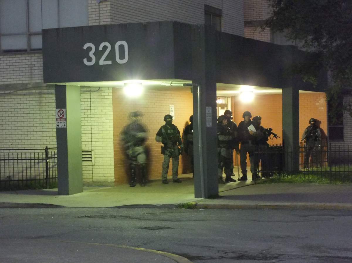 Toronto Police executed a series of pre-dawn raids in the city's west end, arresting dozens of people as part of a guns-and-drug case dubbed "Project Traveller".