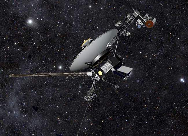 This artist's rendering released by NASA of  Voyager 1 as it travels through space. 