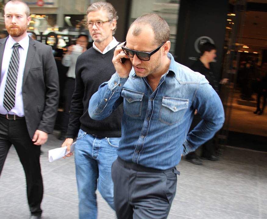 Jude Law is seen leaving the Variety Studio at Holt Renfrew.