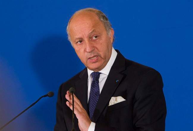 France's Foreign Minister Laurent Fabius speaks during a press meeting