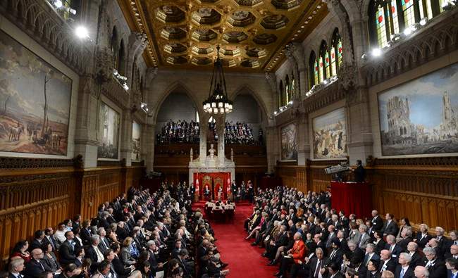 Governor General David Johnston delivers the Speech from the Throne in the Senate Chamber on Parliament Hill in Ottawa, Wednesday Oct. 16, 2013. THE CANADIAN PRESS/Sean Kilpatrick.