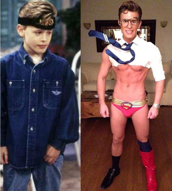 Blake McIver on ‘Full House’ in the ’90s and today in costume. (Left: Warner Bros.; Right: Blake McIver Instagram)