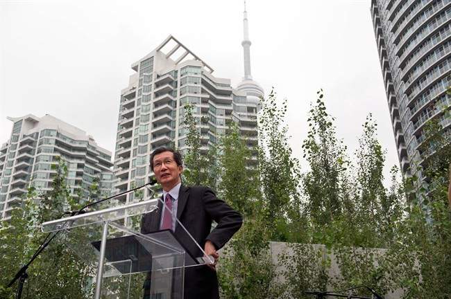 Ontario Pan Am/Parapan Am Games Minister Michael Chan speaks in Toronto on August 28, 2013.