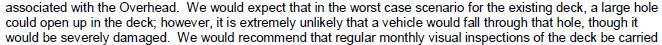 Part of a December 2008 inspection report on the Dufferin Bridge.