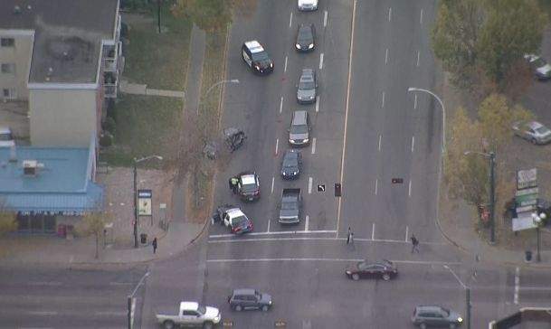 A collision between a front-end loader and minivan tied up traffic 109st 107 ave affecting southbound traffic in the area of 109th Street and 107th Avenue Tuesday afternoon.