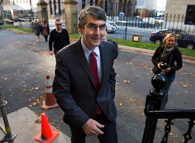 Premier-designate Stephen McNeil arrives at the legislature in Halifax on Wednesday, Oct. 9, 2013.