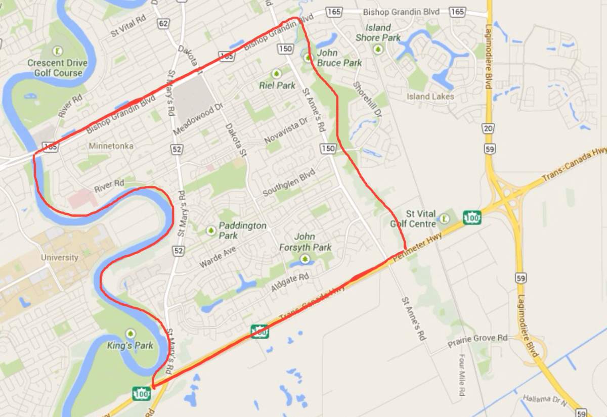 The area inside the red border was placed under a boil water advisory on Tuesday.