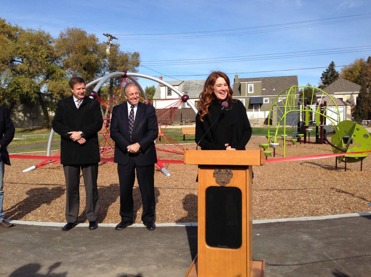 Clara Hughes Recreation Park officially opened Tuesday on Henderson Highway. The Winnipeg-born Olympic medalist was on hand for the event.