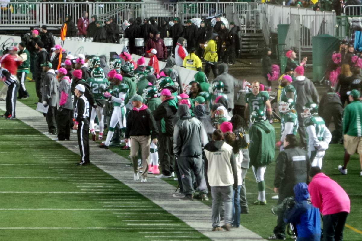 The Saskatchewan Roughriders scored 28 points off turnovers as they clinched their first home playoff game since 2010 with a 35-14 win Saturday over the B.C. Lions.