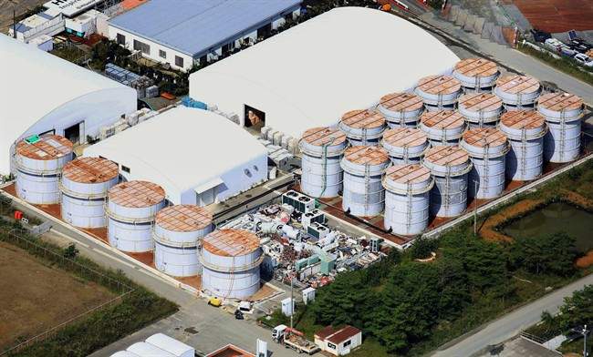 The Fukushima Dai-ichi nuclear plant. Radioactive water has been leaking from the damaged reactors and mixing with groundwater since an earthquake and tsunami in 2011 destroyed the plant's power and cooling systems.