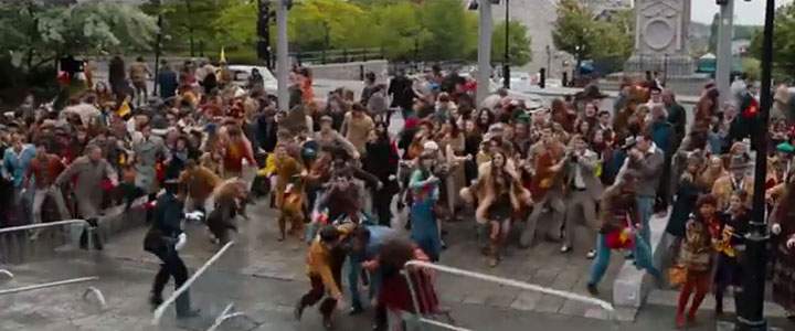 A scene from ‘X-Men: Days of Future Past’ on Rue Notre-Dame E. in Montreal.