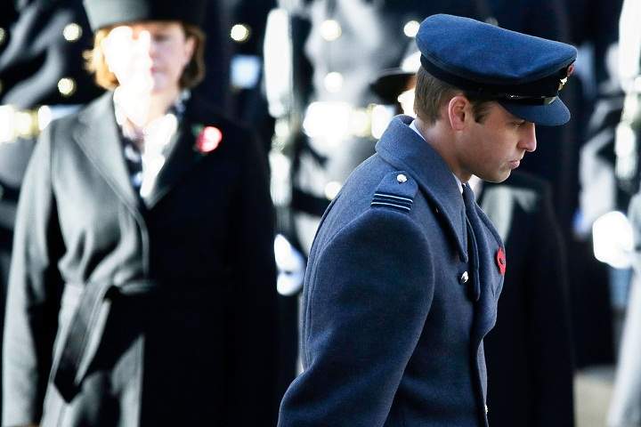 Prince William, Duke of Cambridge walks back to his place after laying a wreath on the Cenotaph during the annual Remembrance Day service on Whitehall on November 10, 2013 in London, United Kingdom. (Matthew Lloyd/Getty Images)