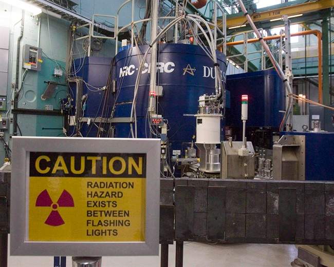 A warning sign is posted at the Chalk River nuclear plant in Dec. 2007.