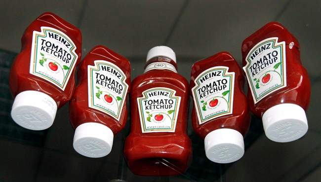 In this Sept. 1, 2010 photo, bottles of Heinz Ketchup are displayed in Portland, Ore.