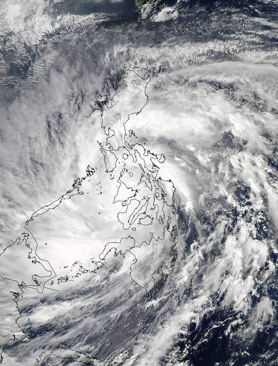 As Super-Typhoon Haiyan moved over the central Philippines on Nov. 8 at 05:10 UTC/12:10 a.m. EDT. (NASA)