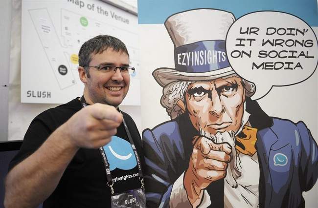 CEO Duane Atkins of Ezyinsights company poses at the leading company startup conference "Slush" event in Helsinki, Finland.