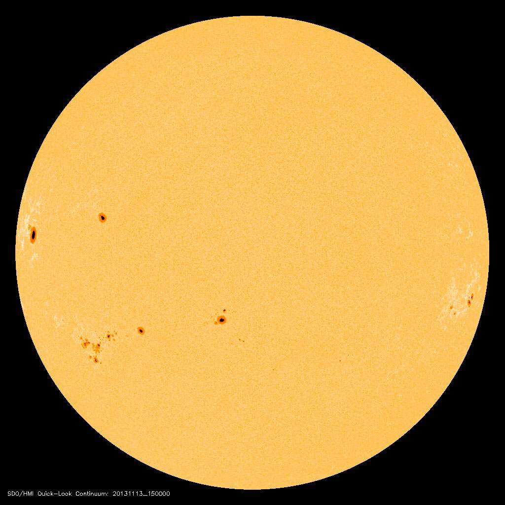 The sun, with several sunspots on Nov. 13. (CNW Group/Parks Canada)