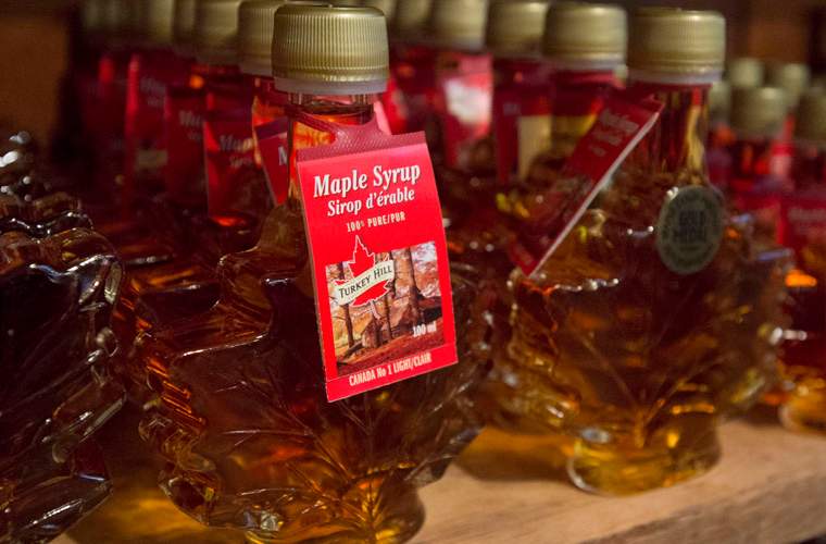 Maple syrup on a shelf